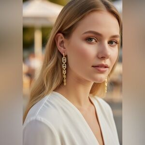 🆕 Gold over .925 sterling silver, Moissanite, mariner, heart dangle earrings